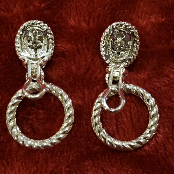 Judith Ripka ~ Sterling Double Circle Earrings - Picture 4 of 6
